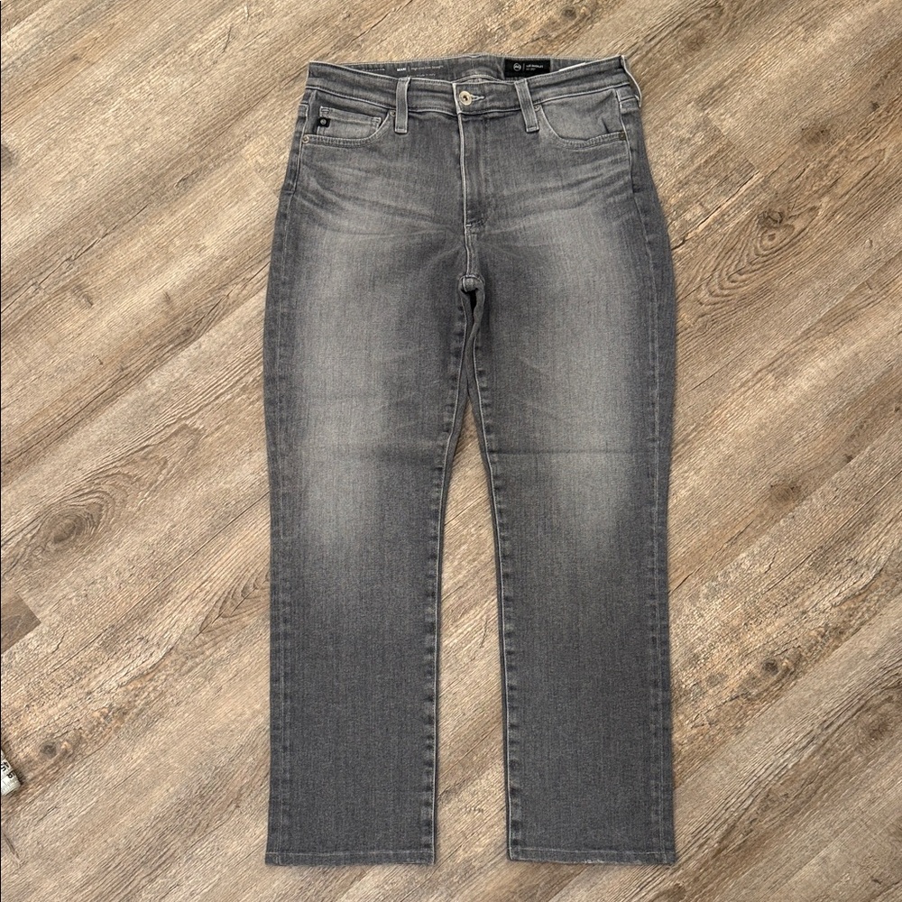 AG Mari High Rose Slim Straight Gray Denim Jeans
